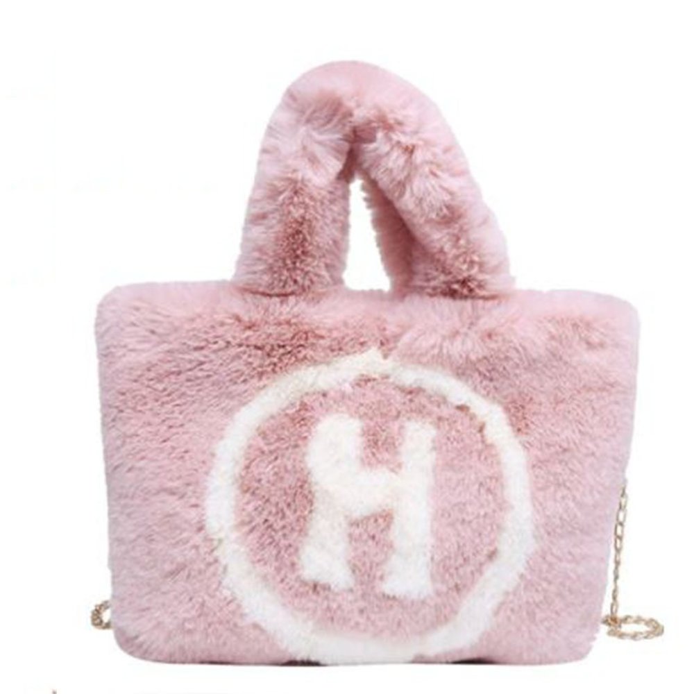 Small Cute Soft Fluffy Pink Furry Handbag Fur Shoulder Bag Chain Crossbody Tote